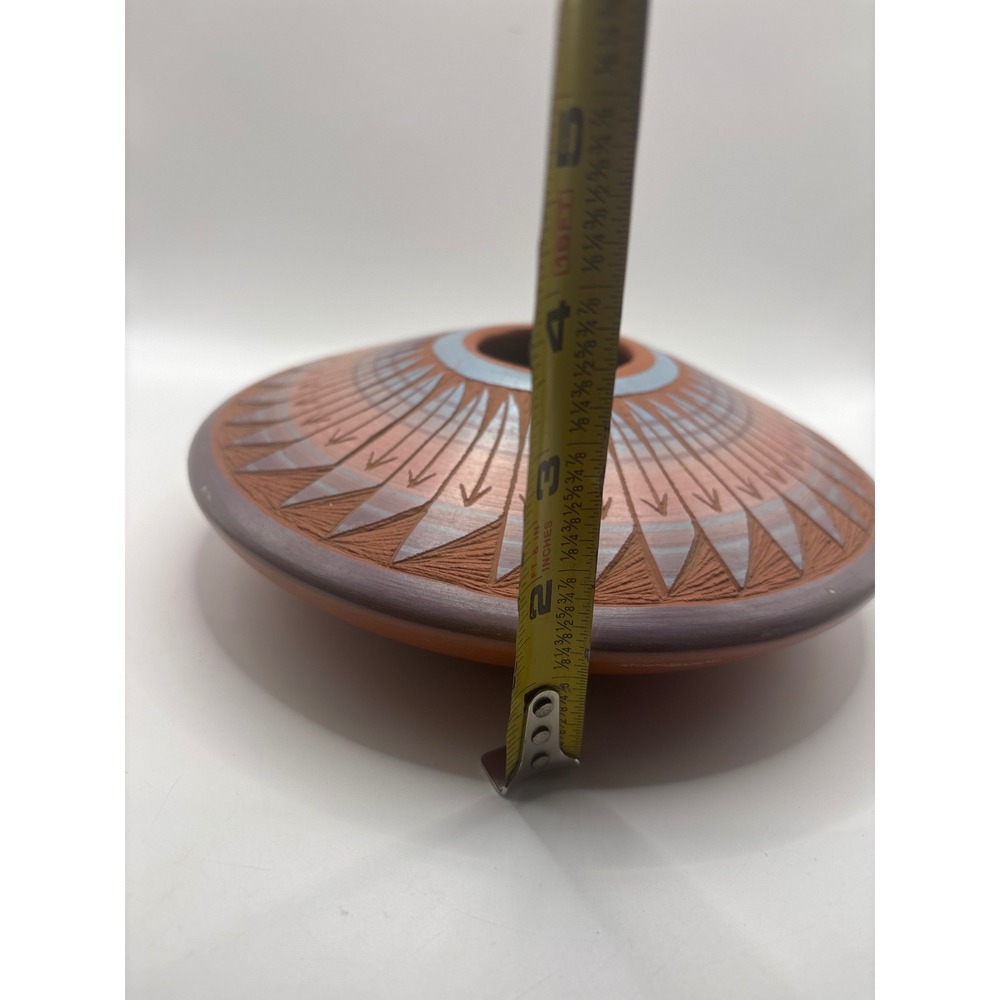 T Phillips Navajo Seed Pot Native American Etched Red Clay Pottery Signed - Picture 10 of 10